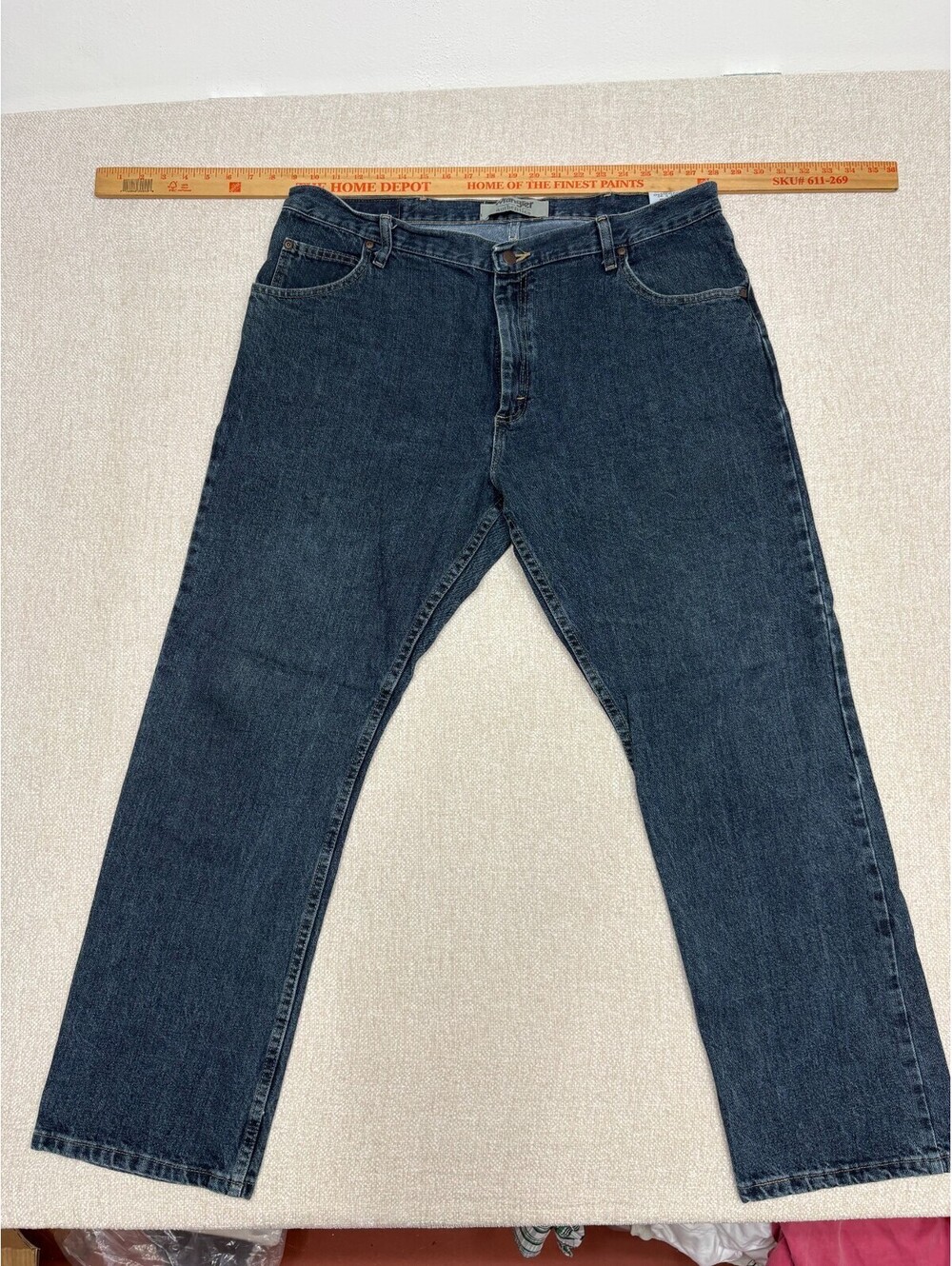 Wrangler Authentics Men's Dark Wash Relaxed Fit Straight Leg Jeans 38x30